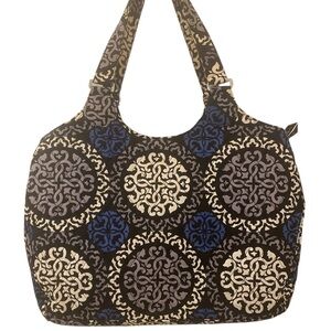Vera Bradley Vintage Blue Medallion Quilted Large Tote Purse Bag Retired Print